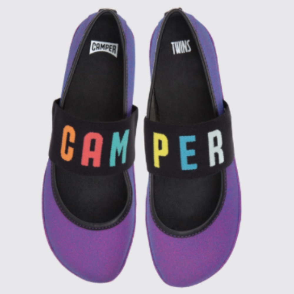 Camper Kids Purple Mary Janes with Colorful CAMPER Strap